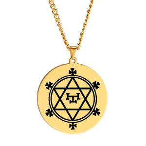 Collar con Colgante de Acero Inoxidable con el Hexagrama de Salomón, el Gran Sello de Azazel, Símbolo Espiritual de Demonio Ángel, Talismán de Brujería - Product Image 1