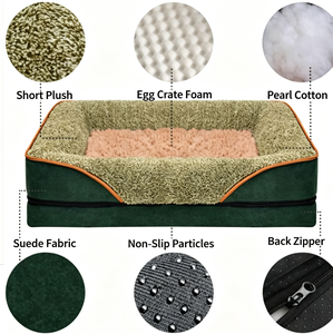 Lit orthopédique lavable pour chien avec mousse de soutien alvéolée, housse amovible et fermeture éclair invisible — Personnalisation OEM/ODM - Product Image 3