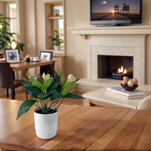 Bất động cảm ứng phong lan Lá nhựa nhân tạo Bonsai Chậu cây thân thiện với môi trang trí nội thất với nồi - Product Image 6