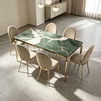 Table à manger moderne de luxe avec plateau en marbre et pieds en métal pour la maison, les restaurants, les mariages, les hôtels, personnalisable