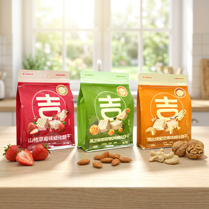 Sachet Doypack personnalisé à huit soudures latérales, emballage refermable de qualité alimentaire pour biscuits gaufrettes multi-saveurs et snacks croustillants - Product Image 1