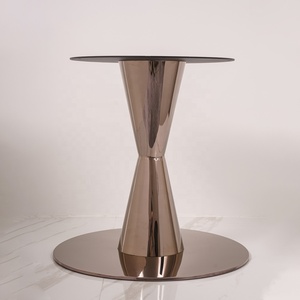 Bàn ăn cơ sở nhà sản xuất đá cẩm thạch đá hàng đầu phòng ăn bảng Nâu thép không gỉ kim loại cơ sở Vòng Vàng cơ sở bệ - Product Image 1