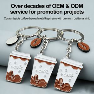 Llavero de Café Personalizado OEM, Llavero de Aleación de Zinc con Esmalte Color Pantone, para Regalos Promocionales de Cafeterías - Product Image 2