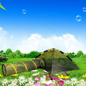 Tente portable pour animaux de compagnie avec sac de transport vente Pop-up Tunnel de jeu intérieur extérieur pour chiens chats motif solide plateau en plastique Type de palette - Product Image 6