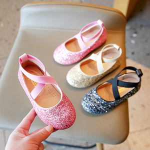 2023 Girls' Leather <b>Shoes</b> Korean Edition Little Girls' Princess Student Performance Dance <b>Shoes</b> Crystal Fashion Bean <b>Shoes</b> - Product Image 4