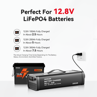 Batterie Lifepo4 12v 40a chargeur de batterie au lithium 14.6V automatique pour batteries solaires Li-ion rechargeables à cycle profond 12.8V
