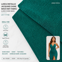 Tissu tricoté extensible double face en jacquard métallique Lurex brillant à motif vague 95% Poly 5% Spandex 160GSM pour robe de soirée, costume de scène, jupe
