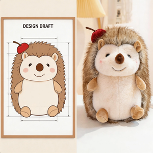 ตุ๊กตาเม่นน่ารักนุ่มนิ่มพร้อมแอปเปิ้ล ตุ๊กตาสัตว์น่ารักขนฟู ของขวัญวันเกิดสำหรับเด็ก ตกแต่งบ้าน - Product Image 1