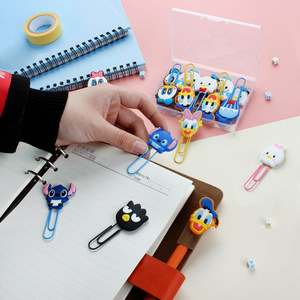 Personalized Pattern Metal Office Paper Clips Custom logo Soft PVC Cartoon Bookmark Rubber Easy Book Clip for Student