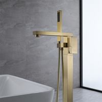 Robinet de baignoire en or brossé de luxe mitigeurs de baignoire autoportants robinet de douche de salle de bain avec douche à main robinet de baignoire
