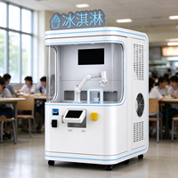 Mesin Penjual Es Krim Otomatis Lengan Robotik Layanan Mandiri 3 Rasa Soft Serve Robot Es Krim Otomatis 6-Axis Operasi 24/7 Multi-fungsi