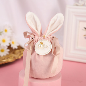 Sacs de pâques en velours <span class=keywords><strong>2022</strong></span>, sacs d'emballage de cadeaux de lapin mignon, sacs de bonbons au <span class=keywords><strong>chocolat</strong></span> de lapin, décoration de fête d'anniversaire de mariage XJ0653-B - Product Image 4
