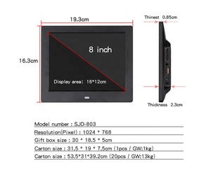 จอแสดงผลอะคริลิค LCD สำหรับโฆษณา เครื่องเล่นภาพและวิดีโอขนาด 8 นิ้ว กรอบรูปดิจิตอล เหมาะสำหรับร้านค้าในร่ม - Product Image 5