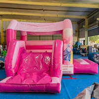 Vente en gros de château gonflable rose pour enfants, idéal pour les parcs d'attractions