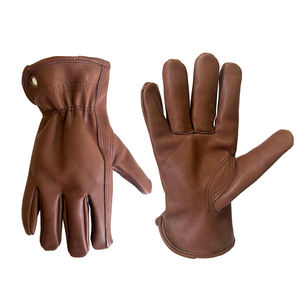 Guantes de trabajo de palma completa de cuero de vaca marrón <span class=keywords><strong>Popular</strong></span> para hombres y mujeres guantes de construcción de seguridad muestra gratis protección de brazos y manos - Product Image 1