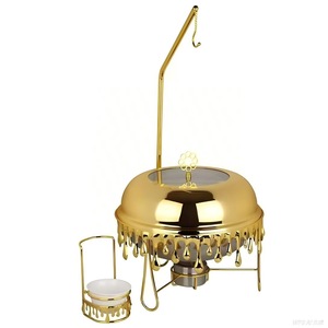 เครื่องอุ่นอาหารบุฟเฟ่ต์แบบแขวนหรูหราสีทอง 8 ลิตร รุ่นหยดน้ำ ทำจากสแตนเลสทรงกลม สำหรับใช้ในโรงแรมและร้านอาหาร - Product Image 5