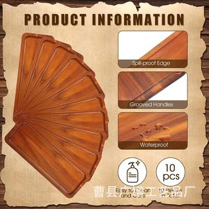 ถาดไม้เนื้อแข็งทรงสี่เหลี่ยมสำหรับเสิร์ฟชา กาแฟ ซูชิ ของหวาน เค้ก ผลไม้ ใช้ในบ้าน โรงแรม - Product Image 4