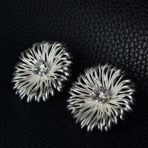 Flower <b>Stud</b> <b>Earrings</b> Tibetan Silver <b>Crystal</b> Rhinestone Claw Setting Women's Party Fashion Jewelry - Product Image 1