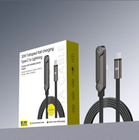 Nouveau câble de charge tressé pliable 240W avec support coudé Type-C, charge rapide 6A, connecteur C-C, transfert de données pour téléphone portable