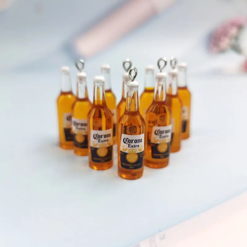 New Drinking Bottle De Beer Bottle Resin Earring Charms for Keychain Necklace Pendant