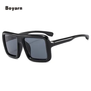 Boyarn Mens Advanced Technology Good Price Cow Planetary Glasses Square Black Gray Eyeglasses Oversized Fashion Sunglasses