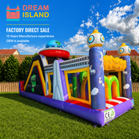 Parcours d'obstacles gonflable en PVC robuste sur mesure pour enfants, idéal pour les locations de fêtes en plein air et les événements ludiques