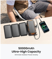 Nouvelle batterie solaire 20000mAh, chargeur portable sans fil avec panneau solaire et entrée/sortie USB C, charge rapide