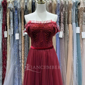 Jancember LSJA43 Vintage bordo fırfır kadın akşam parti balo kıyafetleri - Product Image 6