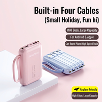 Batterie externe portable 20000mAh avec câbles intégrés et écran LED pour appareils Android Rose Bleu