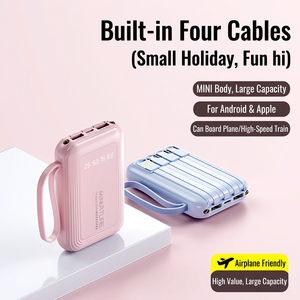 พาวเวอร์แบงค์พกพา 20000mAh พร้อมสายเคเบิลในตัว จอแสดงผล LED สำหรับอุปกรณ์แอนดรอยด์ สีชมพู สีฟ้า - Product Image 1