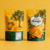 Sachet Doypack en plastique personnalisé avec logo pour snacks, fruits, aliments secs et mangues séchées, avec fenêtre, vente en gros