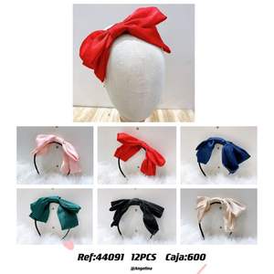 Fascia per capelli Angelina in raso con fiocco, regolabile, stile dolce, casual da donna, confezione da 12 pezzi, Ref44091 - Product Image 3