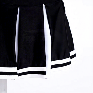 Conjunto de Uniforme de Porristas Blanco y Negro, Top Corto con Tirantes Cruzados y Falda Plisada, Disfraz para Equipo de Baile para Mujeres Adultas - Product Image 3