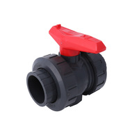 Vanne à boisseau sphérique pneumatique en PVC à double raccord, en plastique UPVC, résistante à la corrosion, pour le contrôle du débit d'eau et de produits chimiques dans les conduites, 200 M/h 100