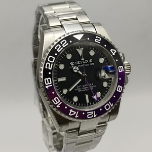 นาฬิกาดีไซน์เนอร์ OEM SEILOCE ขายส่ง กันน้ำ 50 เมตร NH34 GMT นาฬิกาดำน้ำระบบออโตเมติก - Product Image 4