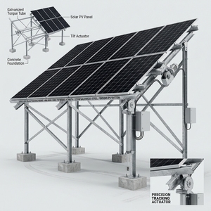 Soporte de Seguimiento Solar de Eje Único, Resistente a Vientos de 40M, con Azimut de 30 Grados para Paneles Solares Terrestres - Product Image 1