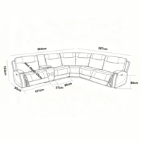 Canapé d'angle modulable en tissu en forme de L avec lumières LED et console, mobilier de maison de transition, ensemble de canapés d'angle