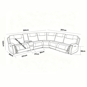 Canapé d'angle modulable en tissu en forme de L avec lumières LED et console, mobilier de maison de transition, ensemble de canapés d'angle - Product Image 6