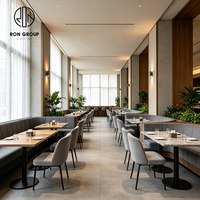Ron Group Solution Complète pour Hôtels et Restaurants : Table Carrée en Marbre et Bois, Chaise en Tissu, Banquette Rembourrée en Velours