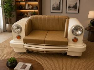 Canapé en cuir d'inspiration automobile vintage avec design de phares classiques pour salon, hôtel, club, décoration intérieure de la maison - Product Image 3
