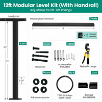 Kit Completo de Barandilla Horizontal de Cable de 8-12 pies, Color Negro, Resistente a la Corrosión, Sistema de Acero Inoxidable de Alta Seguridad para Terraza y Balcón Residencial