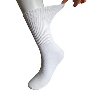 Breathable high elastic comfortable white anti-odor mens seamless medical diabetic crew socks unisex