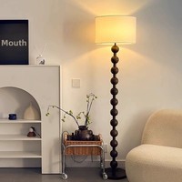 Lampe sur pied vintage de style américain, en tissu couleur noyer, lampe de canapé, style moderne du milieu du siècle, en fer, lumière ambiante LED