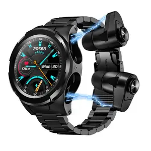 Luxus SmartWatch Männer Frauen Fitness Herzfrequenz Sport Wasserdichte Uhr 2 In 1 Smart Watch Mit BT TWS Ohrhörer Ohrhörer