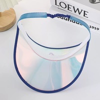 Gorra Visera Holográfica al por Mayor con Logotipo Personalizado, Visera Solar Iridiscente de PVC, Gorra Deportiva Transparente Ajustable para Hombres y Mujeres