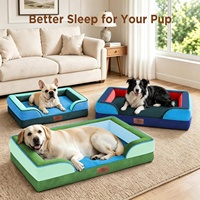 Coussin pour chien vibrant et tendance, imperméable, orthopédique, en mousse alvéolée, avec rebord en peluche, pour détaillants, fabrication sur mesure OEM