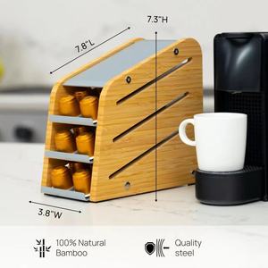 Bamboo Coffee Pod Storage Rack 3 Tier 7.8x3.8x7.3 Inches <b>Desktop</b> Organizer For Coffee Capsules And Tea Pods - Product Image 1