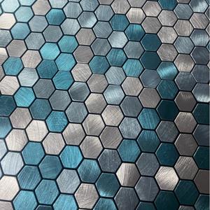Màu Xanh Hình Lục Giác Vỏ Và Thanh Nhôm Khảm Cho Nhà Bếp Backsplash Tường Trang Trí Nội Thất Tự Dính Kim Loại Pvc Khảm Sticker Gạch - Product Image 2