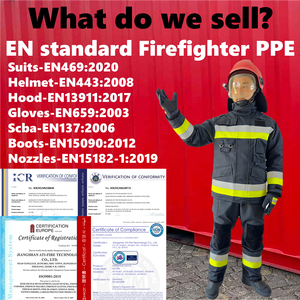 Tenue de <span class=keywords><strong>pompier</strong></span> en aluminium EN469 avec <span class=keywords><strong>casque</strong></span> NOMEX, ensemble EPI en aramide, fourniture en gros d'usine chinoise, équipement uniforme de <span class=keywords><strong>pompier</strong></span> - Product Image 6