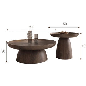 Tavolino da Salotto Moderno e Contemporaneo Rotondo in Legno Massello con Finitura Noce Elegante Tavolo Centrale per Salotto e Ufficio - Product Image 5